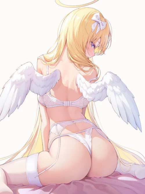 Beautiful Blonde Angel from Behind in Lingerie [Original] by sd6636