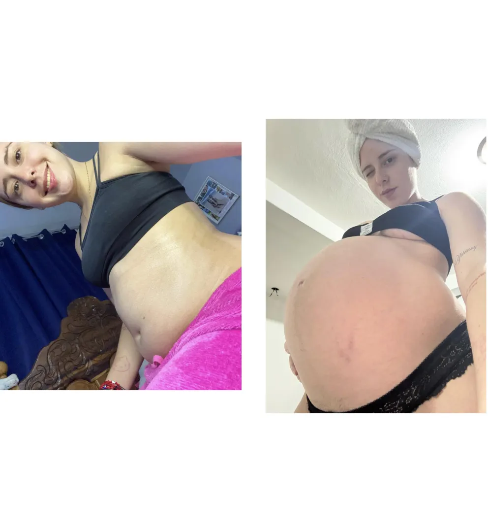 Before and after being pregnant it makes me very happy how big my belly is posted by Franbelly01