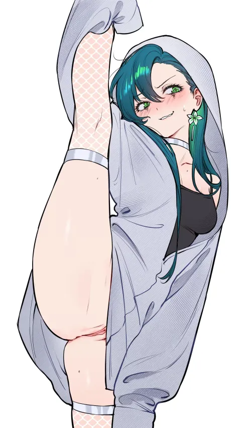 Best part about wearing a long hoodie? No one knows there's nothing under (Qiandaiyiyu) by Lynnopia