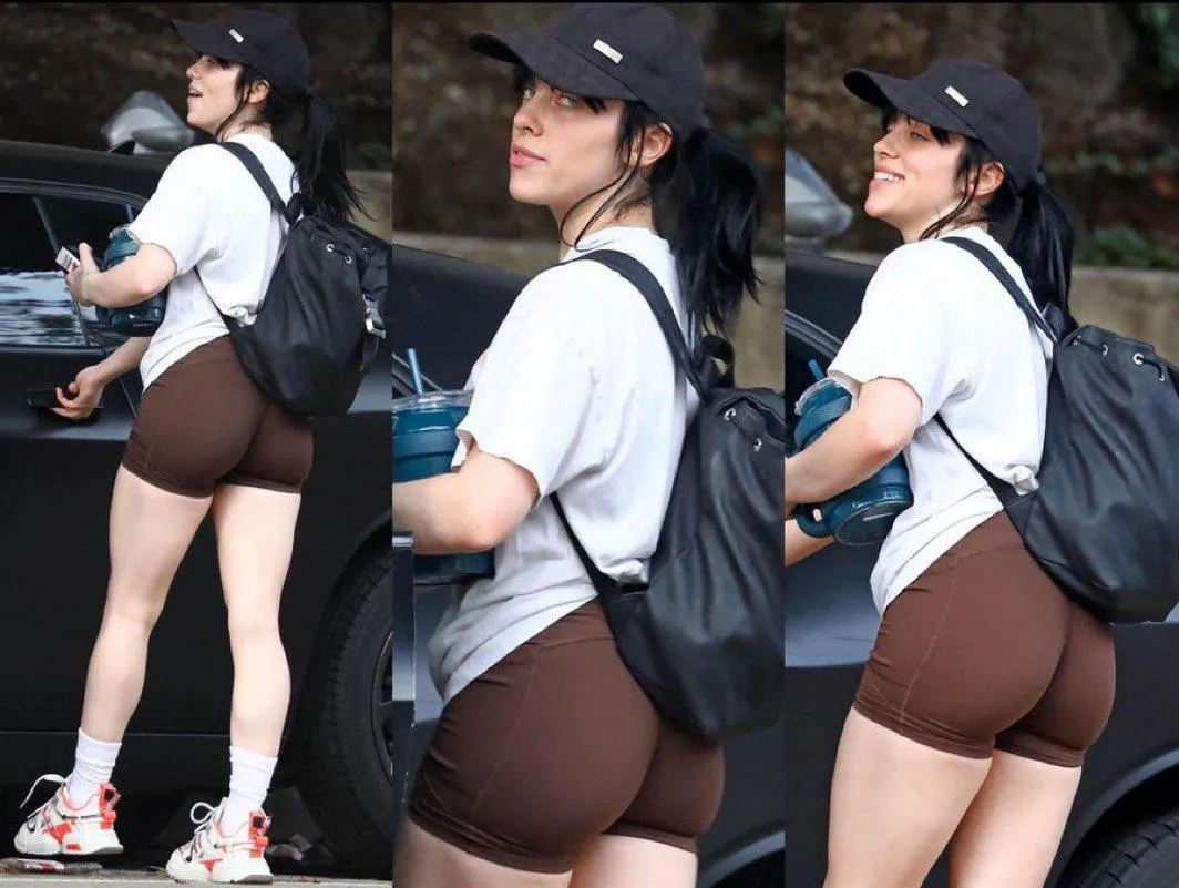 Billie rocks an X-rated illusion t-shirt and brown spandex shorts to the gym in Los Angeles - January 2023 posted by trixotica
