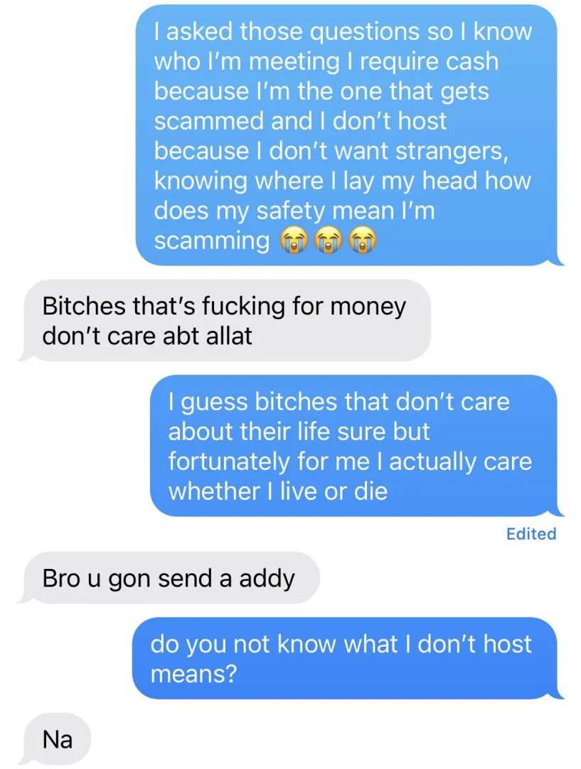 bitches that’s fucking for money don’t care abt allat  posted by Acceptable-Kale6235