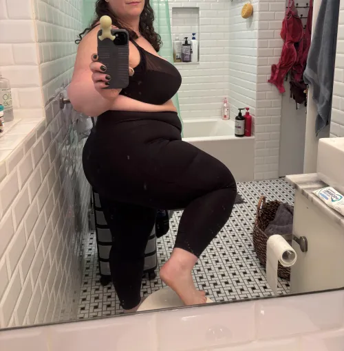black bra & black leggings, classic pairing by bbwjewishprincess