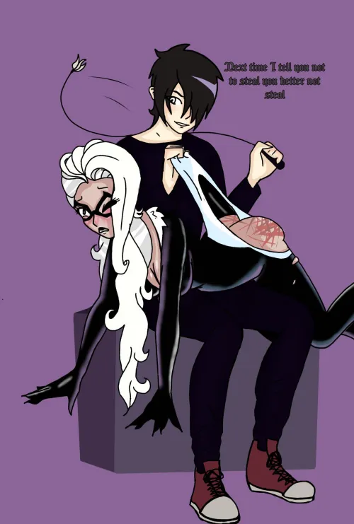 Black cat gets whipped with her own whip by Deathklavo