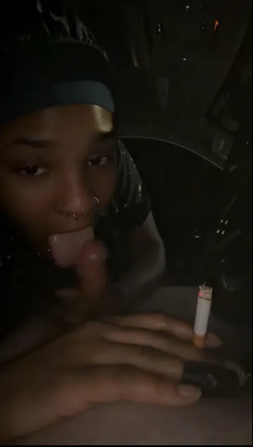 Black chick sucking small white dick by Due_Mortgage2950