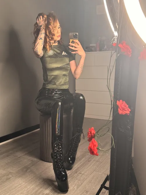 black latex and my fav Celtic top such a combo by goddessmymy777