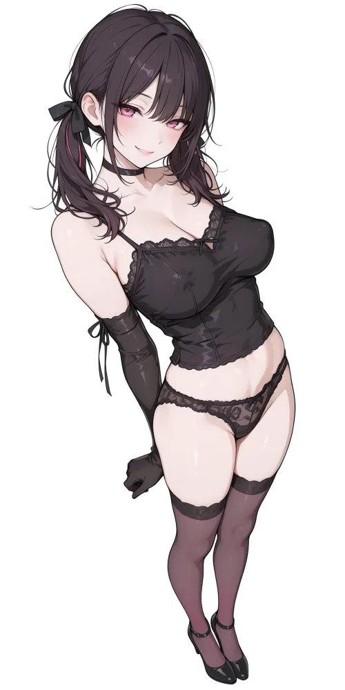Black Lingerie, Gloves, & Thigh-Highs by WoolsonDaSheep