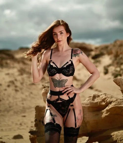 Black lingerie on the mountains by katiecooper4xo