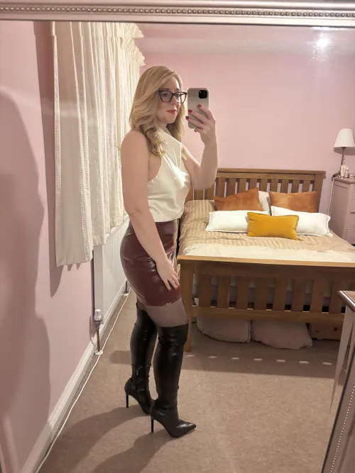 Black stiletto leather boots just work by Josie_Glass