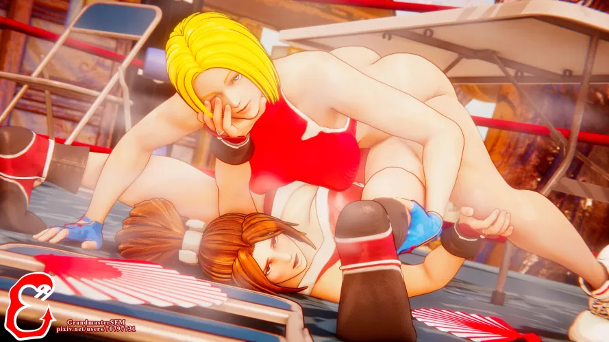 Blue Mary pins down Mai into submission (GrandmasterSFM) by gifsundgirls