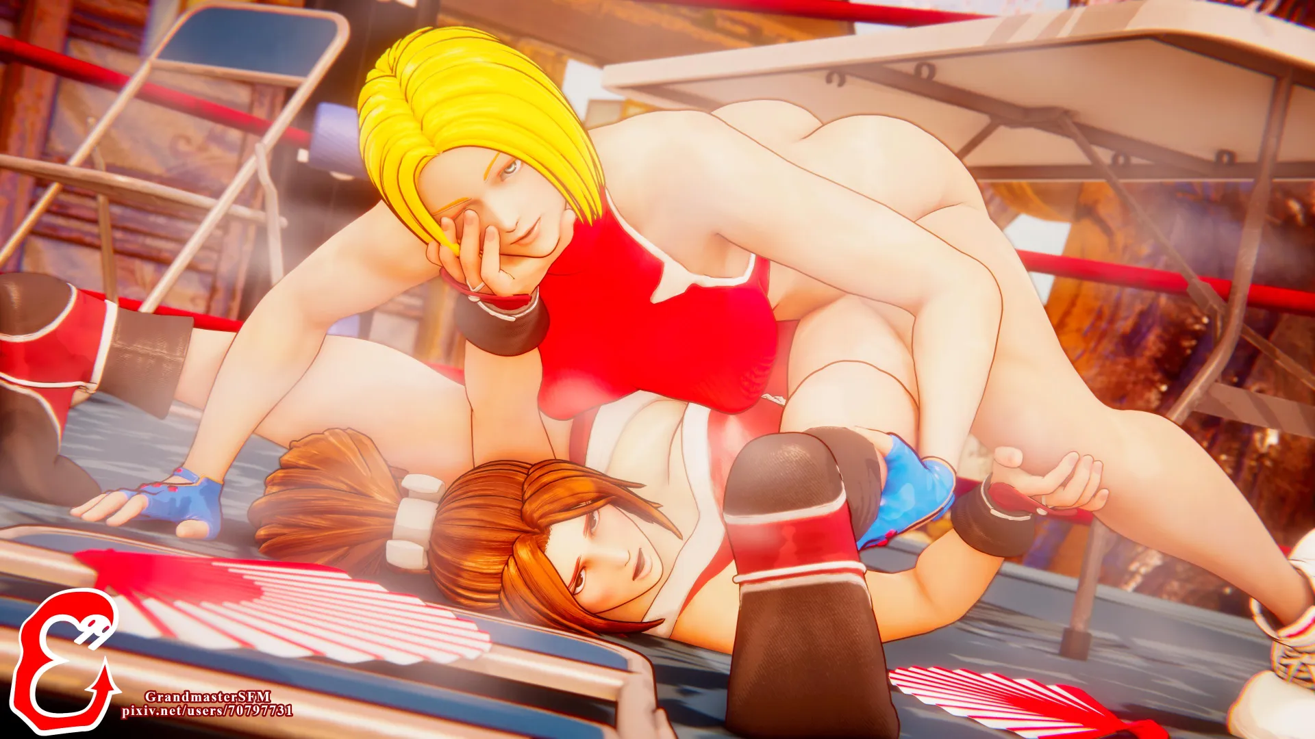 Blue Mary pins down Mai into submission (GrandmasterSFM) posted by gifsundgirls