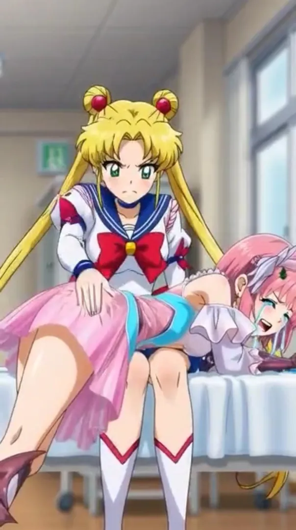 Blue Reflection Ray/澪 and Blue Reflection Tie, Second Light - Hiori Hirahara Spanking from Sailor Moon Usagi Tsukino. OTK Spanking from a Magical Girl. posted by TkWolfy10