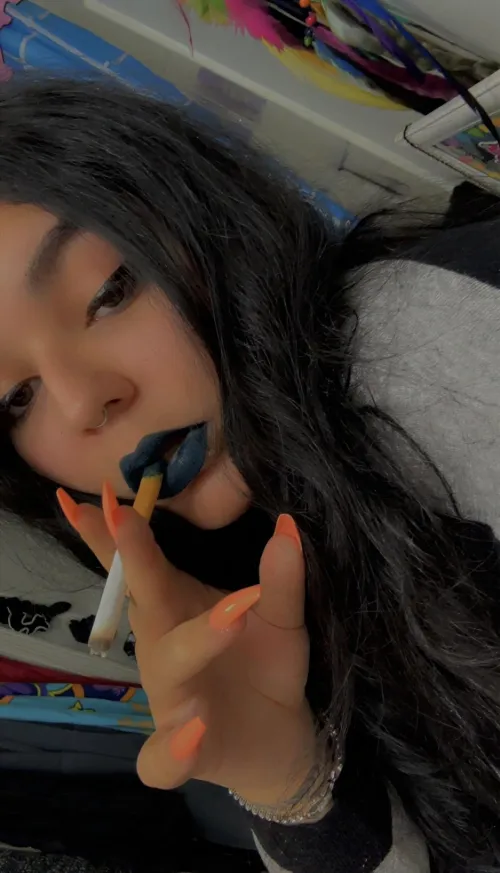 Blue stained cigarette by Ayeerotica