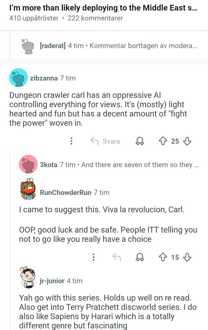 Book suggestion if you are about to be sent to war in the ME... posted by ilovecpp22