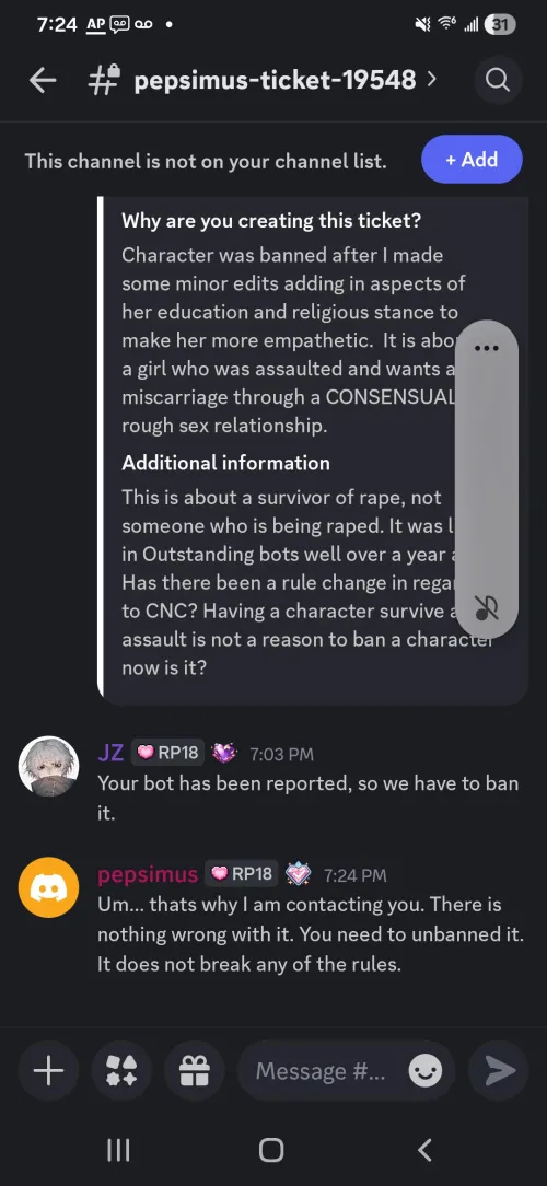 Bot banned because icky? Lol by AwareDevelopment5292