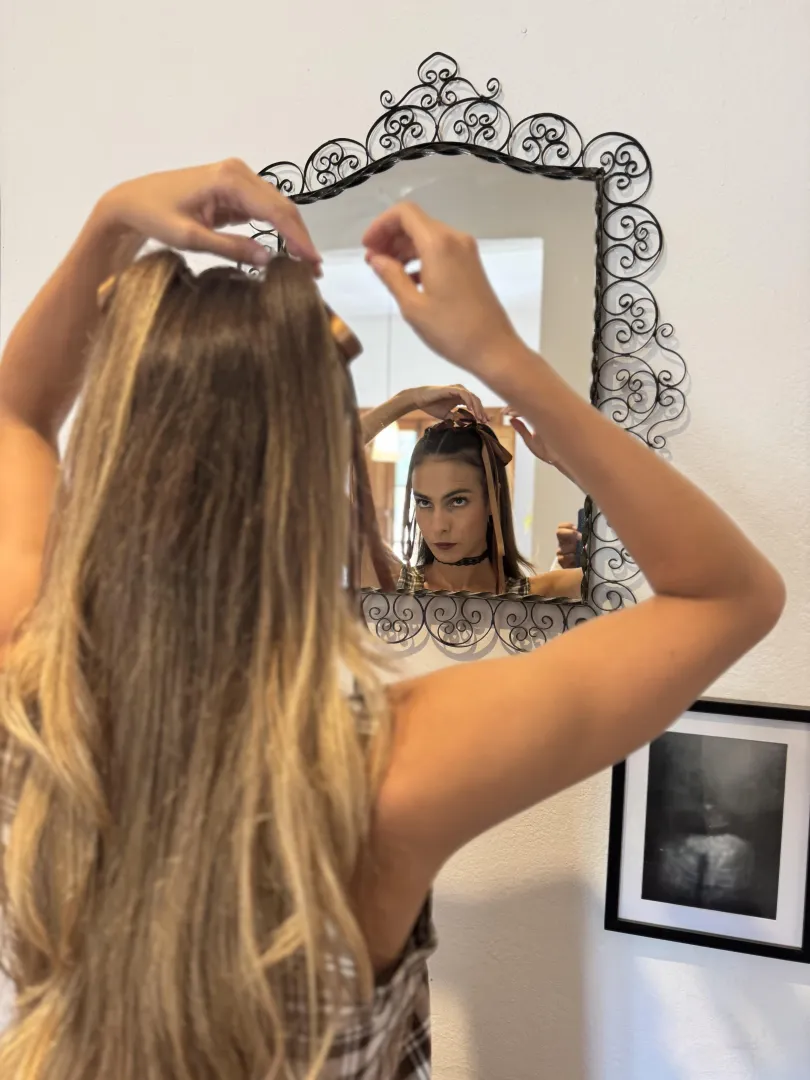 Bows on my golden blonde hair posted by sansubaby