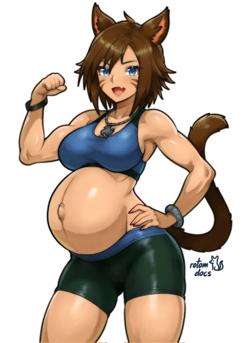 Buff Preggo Kitty (Chie Ouchi, Dip Sippy OC) [rotomdocs] by Rataxu