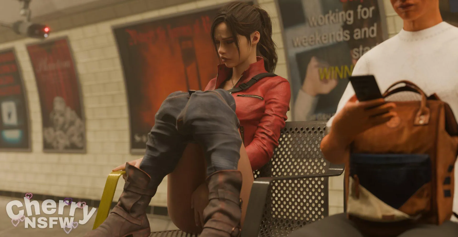 Claire passing time while waiting (Cherrynsfw01) posted by Archangel018