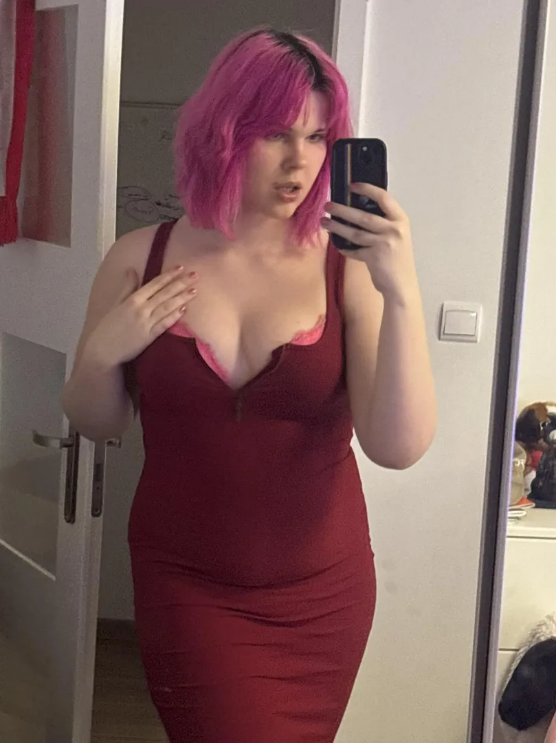Clothed this time! With a tight dress, big boobies and a nice tummy :3 posted by LeXXieX