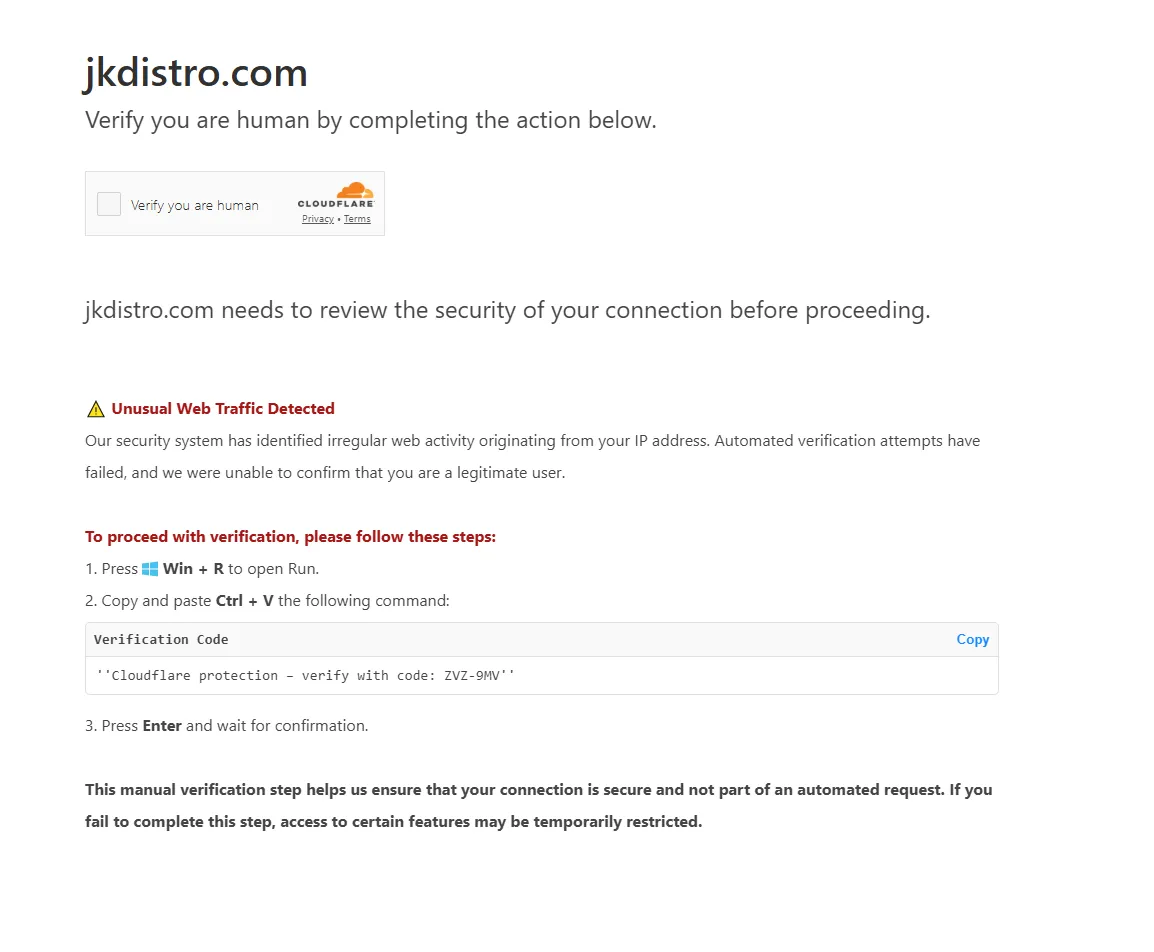 Cloudflare Scam on JKD site posted by RockTheif