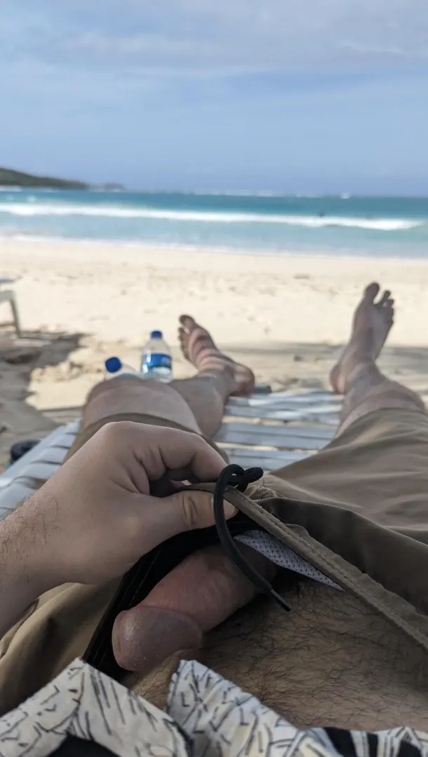 Cock out on the beach posted by Justabovemean