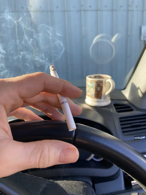 Coffee break in the car with the daily smokes by Typical-Income5765