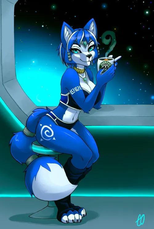 Coffee time with Krystal.(Credit: Kanelisokeri) by TenderPaw64