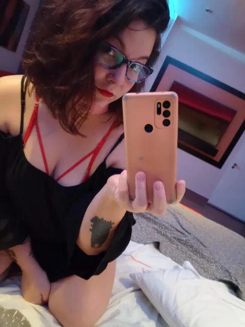 come find out if I look good in red lingerie or not by Horror-Werewolf3229