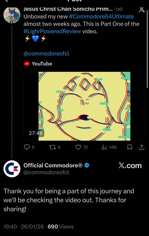 Commodore apparently doesn’t check who they respond to. by RepulsiveAd7482