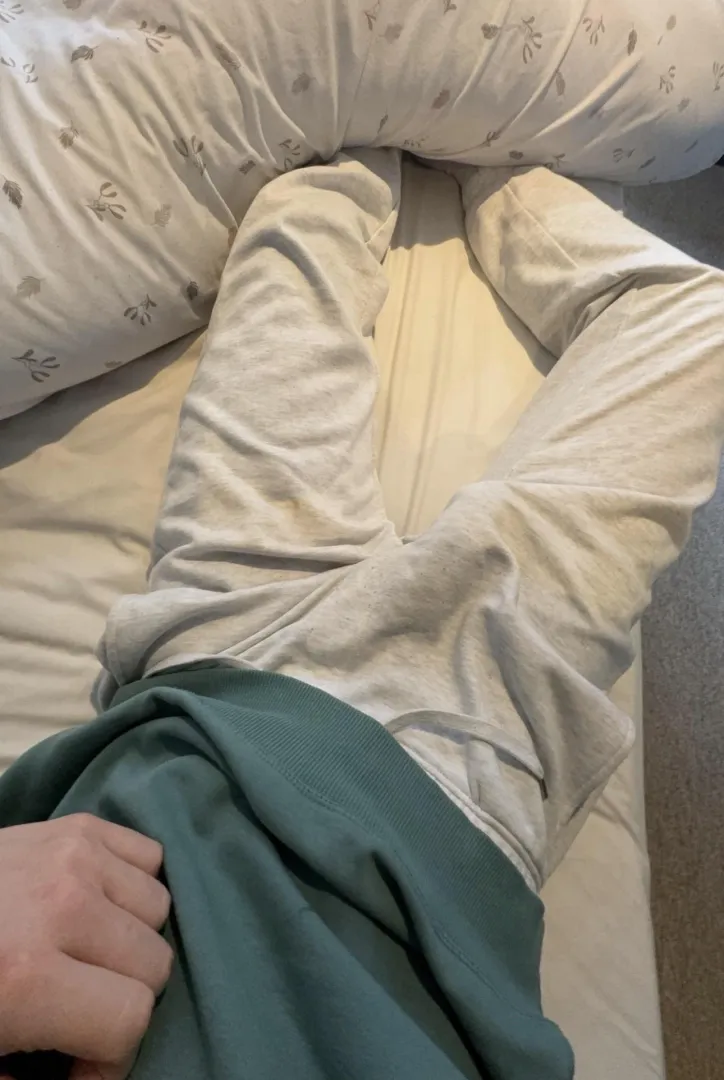 Considering I’ve shared one soft and hard, here is a semi pic of my dick in sweats posted by rogue_carrot1