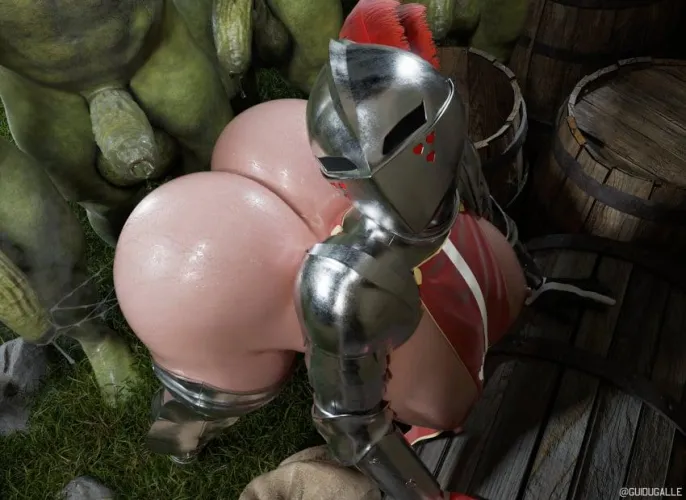 Could someone edit caption with tattoos and dialogue of her Trying to pretend she's not admitting she's a Slutty knight by GoatlyGoat26