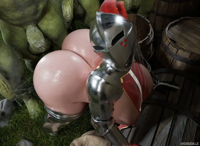 Could someone edit caption with tattoos and dialogue of her Trying to pretend she's not admitting she's a Slutty knight posted by GoatlyGoat26