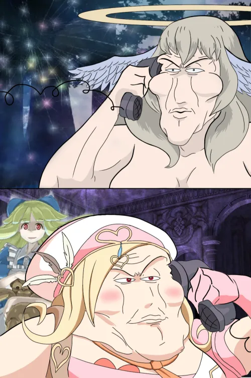 Cupid informing Eden about Promestein's schemes by Bubuzela117