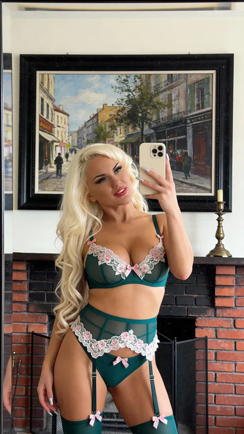 Cute green lace lingerie by ashley-jay-vids