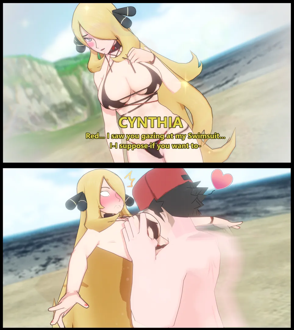 Cynthia wearing an ultra revealing bikini to show off her body to him posted by Terran117