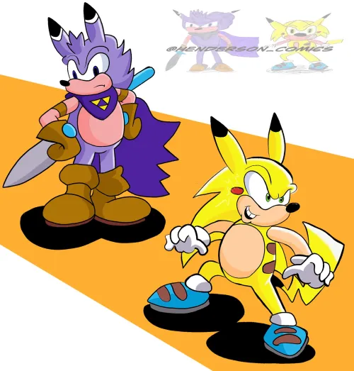 Darkbind and Sonichu by Henderson_Comics