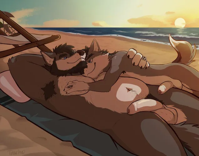 Day at the beach with his boy (Tracho) by AffectionatePrune1