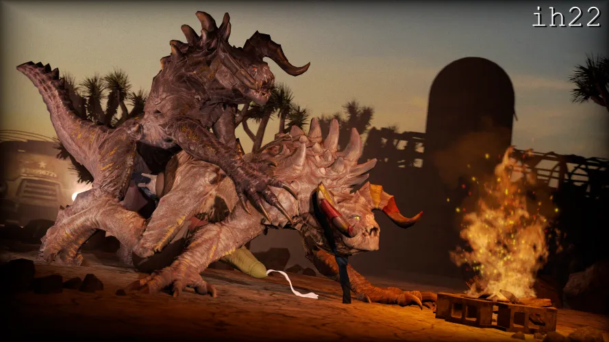 Deathclaw mating photography [MM] (ihavetwotwo) by ihavetwotwo