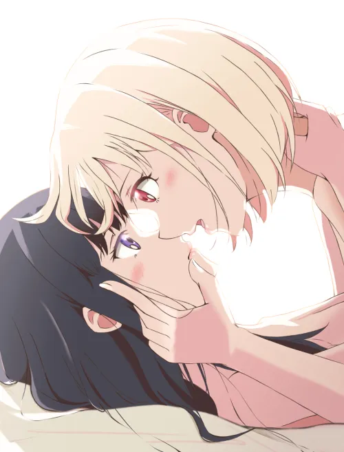 Deep eye contact while making love (rain) [Lycoris Recoil] by BoredMoron30