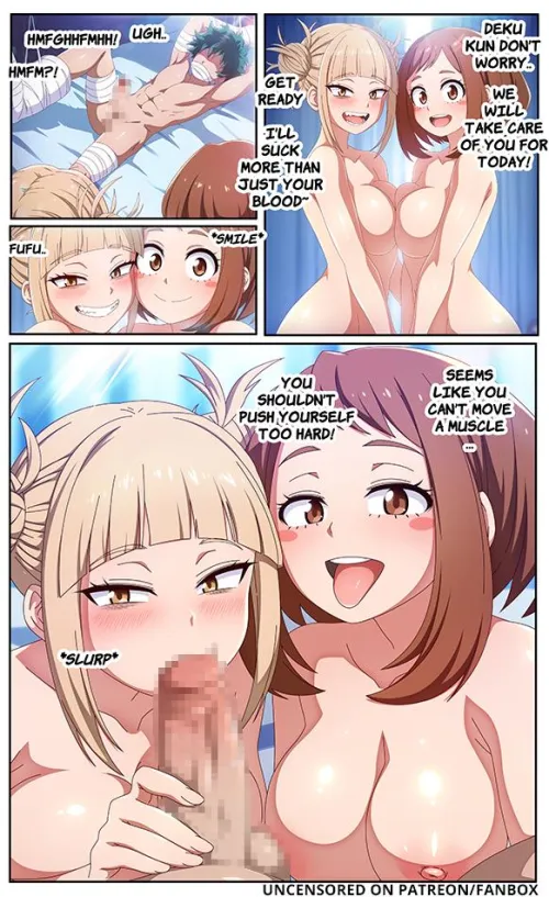 Deku Being Wrung Dry By Ochako and Toga (by Blue-Senpai) by SaberLover1000