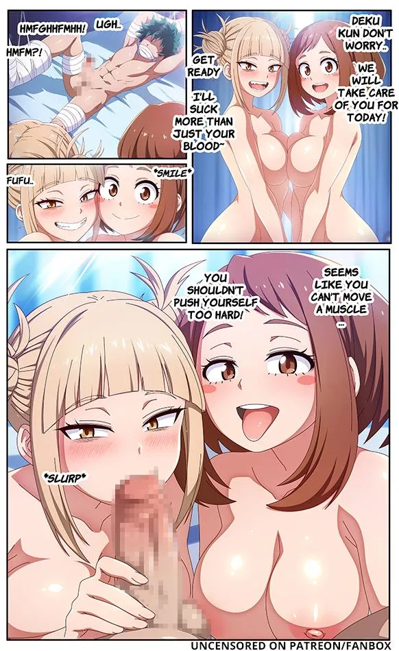 Deku Being Wrung Dry By Ochako and Toga (by Blue-Senpai) posted by SaberLover1000