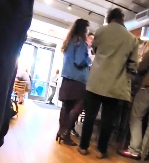 Denim jacket and knee high leather high-heeled boots by ViolinistEuphoric917