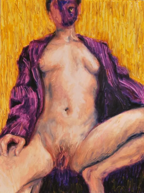 Disrobed, Oil pastel by Mleow