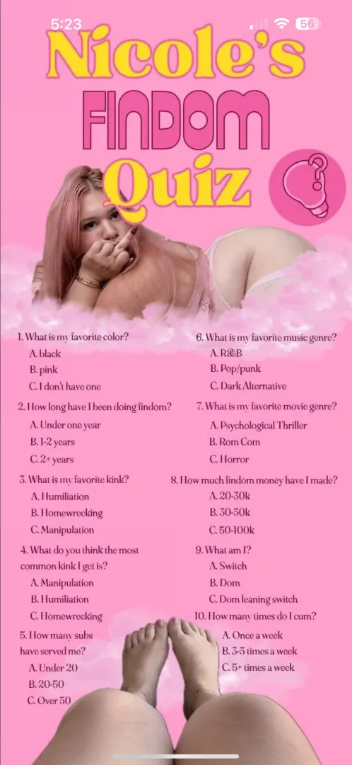 Do you think you’re worthy of playing with? DM your answers. You pay $5 per wrong answer. You get 1 pic per correct answer. posted by pinkillusionx