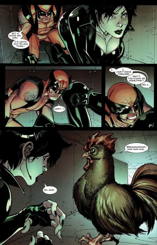 Domino's got Wolverine on her ass and a cock in her face [Deadpool #17 (2008)] by LewdsomeDemon