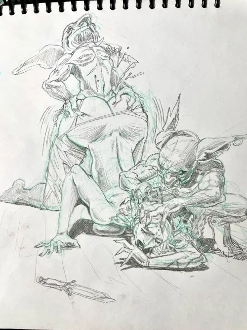 elf in troubles draw by me by dogbreathV