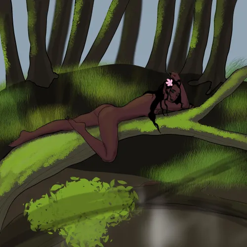 Elf Relaxing On A Branch by Me [OC] by _isaidiwasawizard_