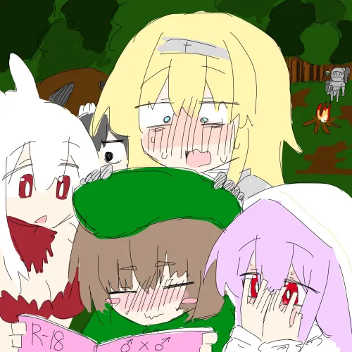 Elma showing off her hardcore GAY erotica book to the holy forest girls, colorized by PianistConfident1284