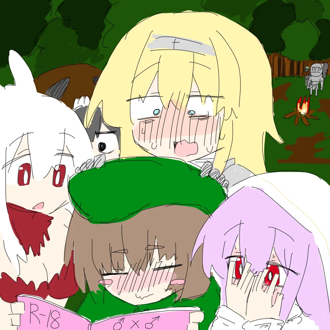 Elma showing off her hardcore GAY erotica book to the holy forest girls, colorized posted by PianistConfident1284