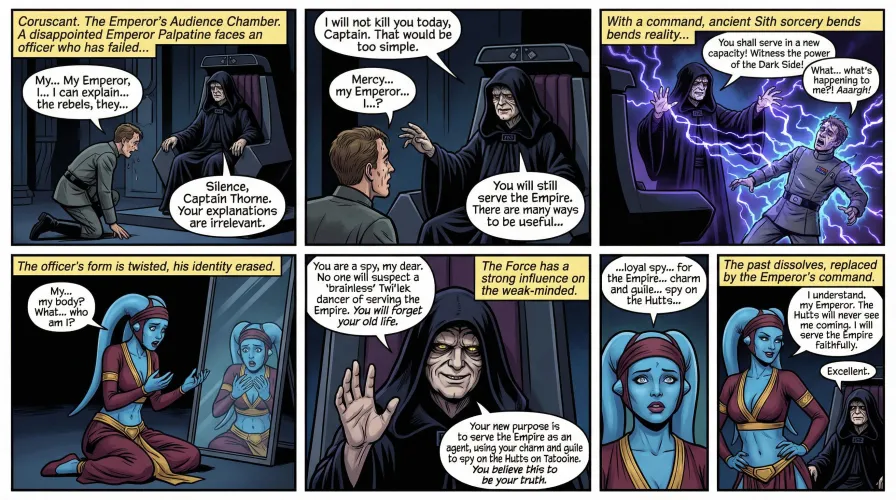 Emperor Palpatine punishes an incompetent commander... [TG, MtF, bimbofication, species change, mental changes] by FewHeat1231