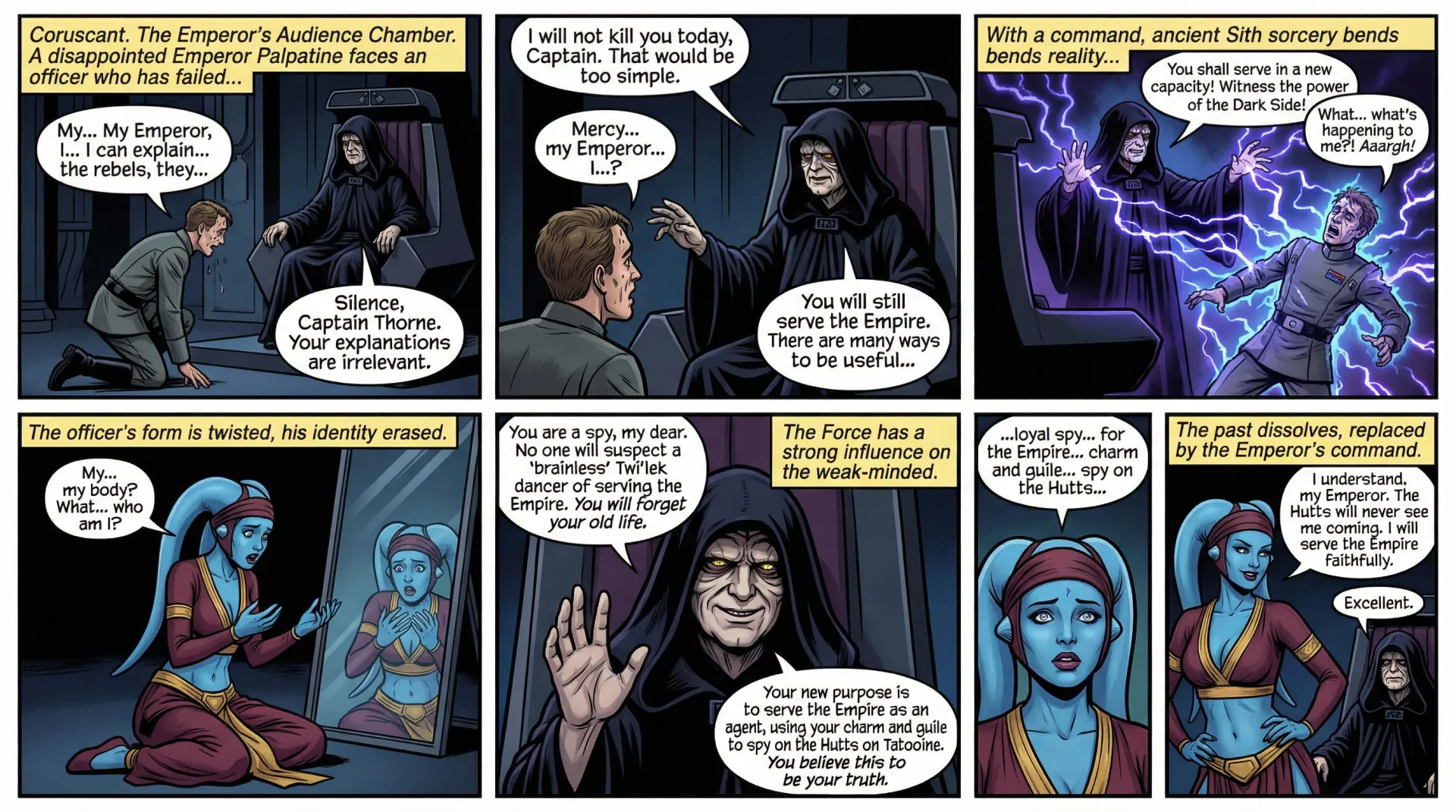 Emperor Palpatine punishes an incompetent commander... [TG, MtF, bimbofication, species change, mental changes] posted by FewHeat1231